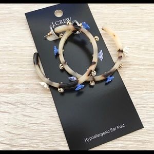 J Crew Floral & Tortoise Hoop Earrings